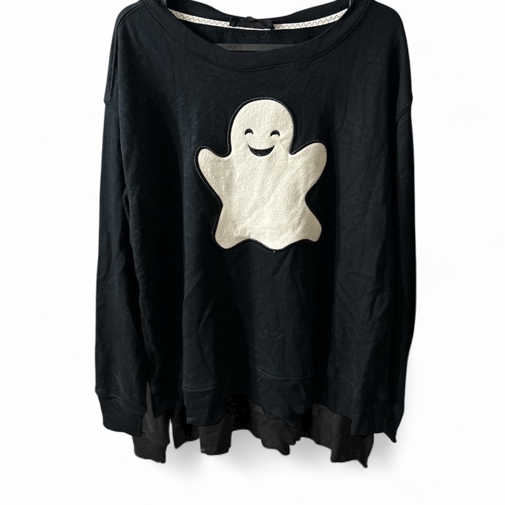 Jane & Delancey Halloween Snapchat black crewneck ghost sweatshirt NWT Medium